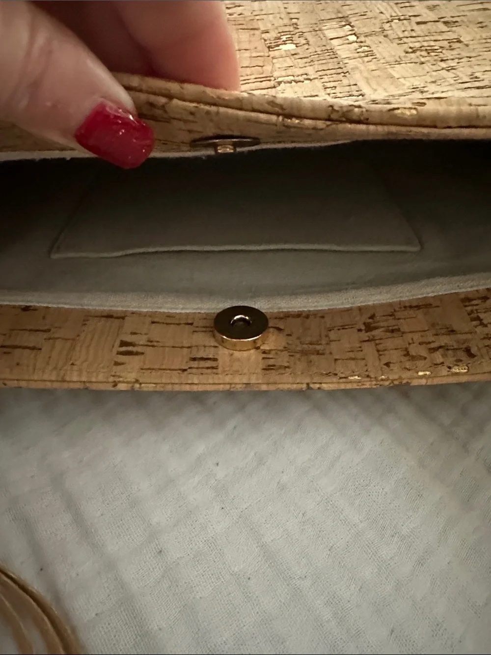 Cork Tote Bag with Gold Fleck Detail - Tan